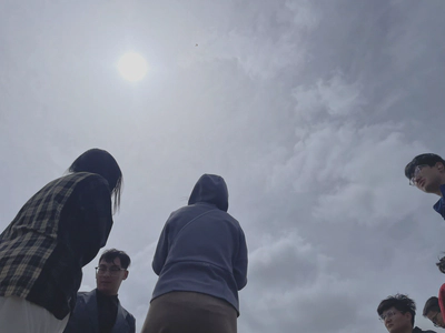 Flying Kite on grass land